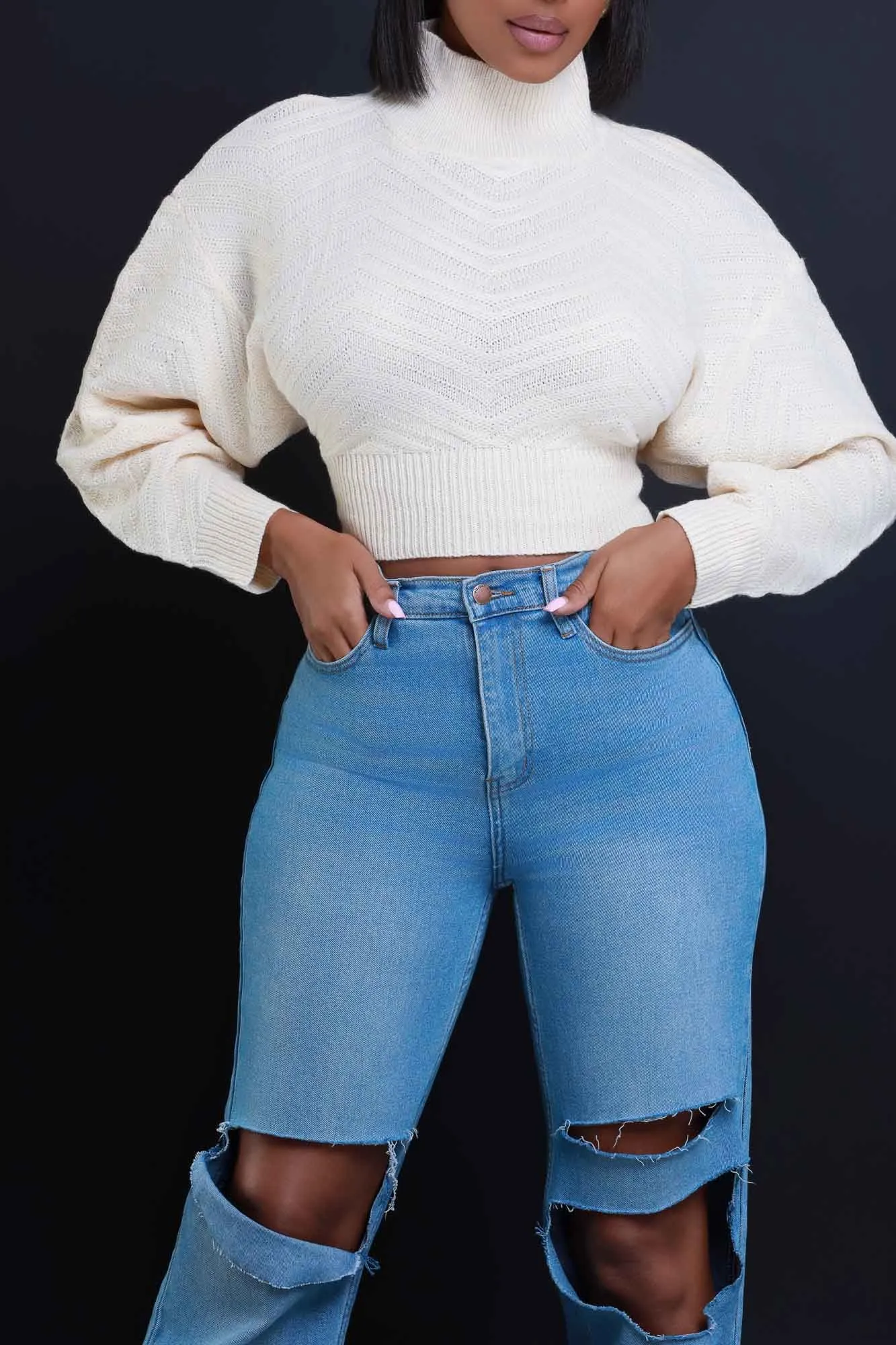 Wide Awake Open Back Tie Up Sweater - Ivory sold by Swankaposh product image thumbnail 2