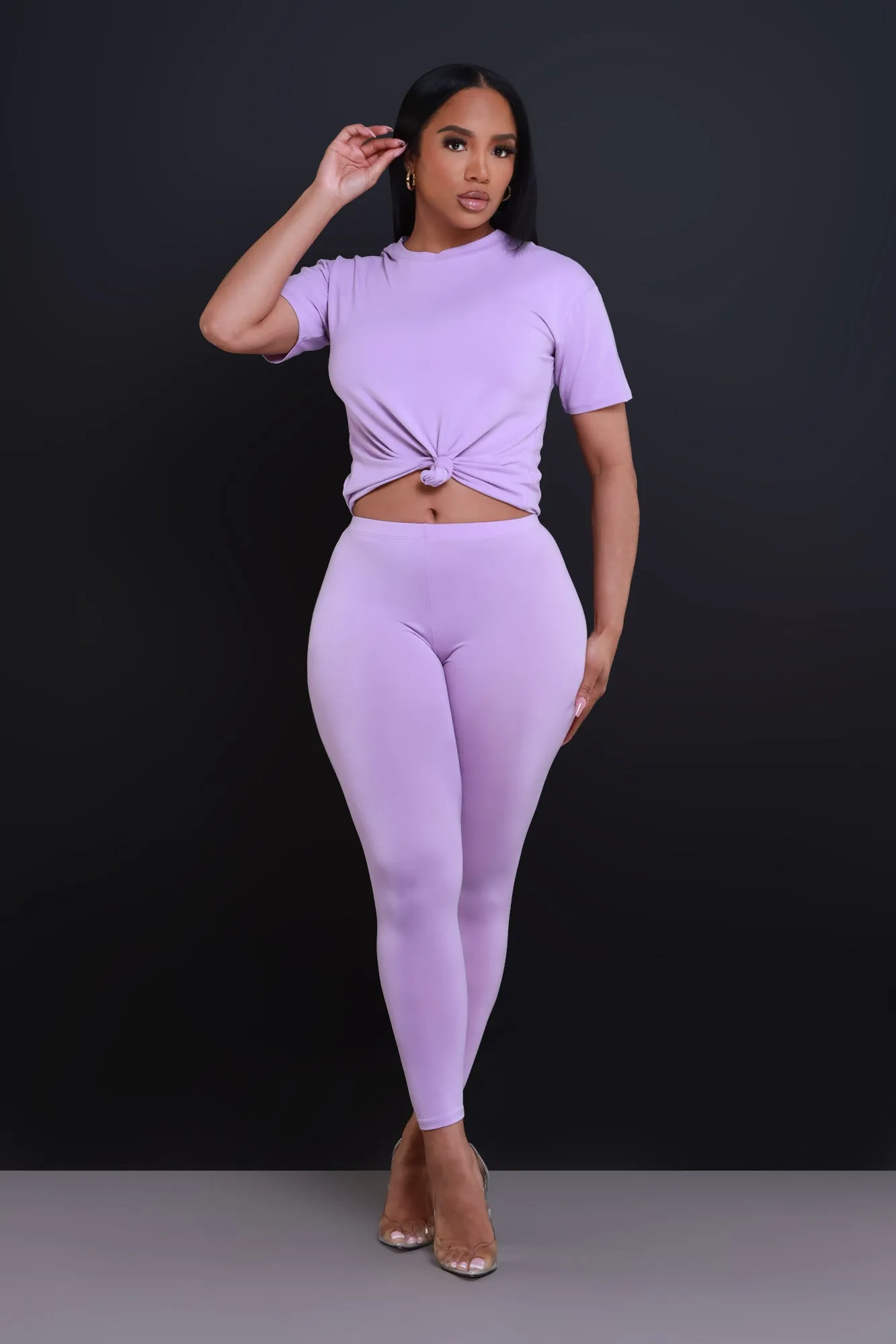Be Great Short Sleeve Legging Set - Lilac sold by Swankaposh product image thumbnail 4