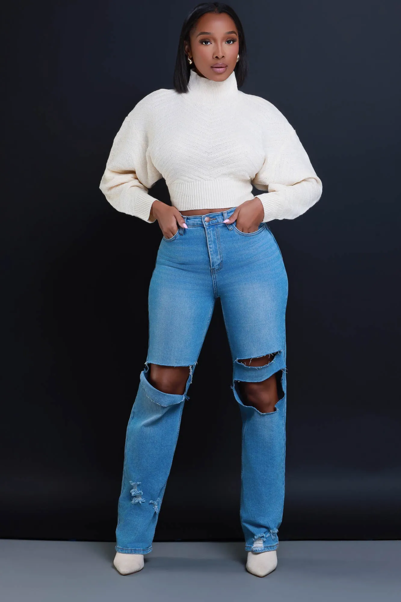 Wide Awake Open Back Tie Up Sweater - Ivory sold by Swankaposh product image thumbnail 4