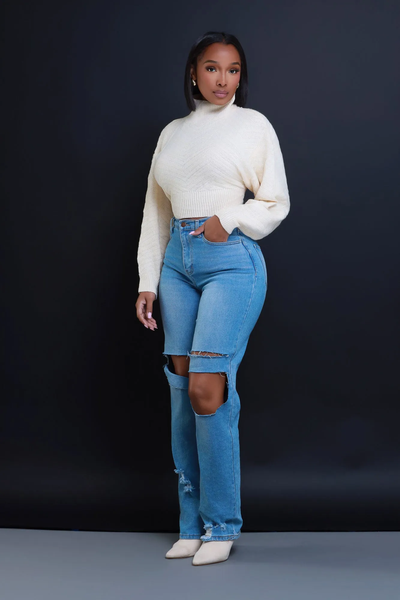 Wide Awake Open Back Tie Up Sweater - Ivory sold by Swankaposh product image thumbnail 3