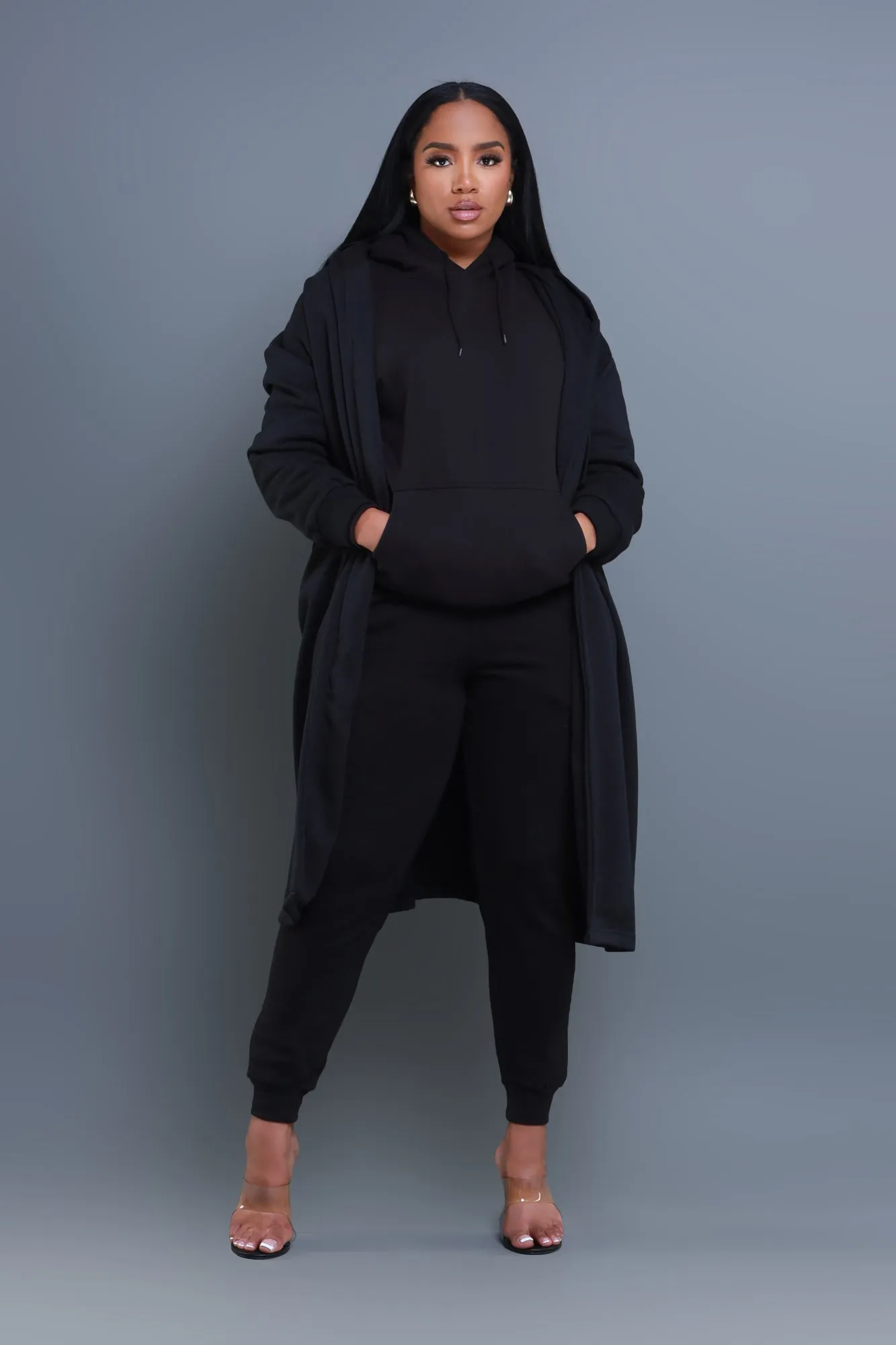 State Of Mind Hooded Jogger Set - Black sold by Swankaposh