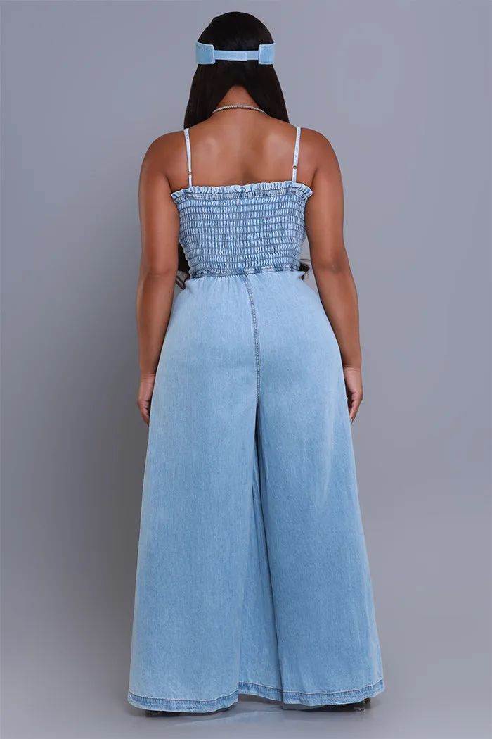 Hangout Smocked Wide Leg Jumpsuit - Light Blue sold by Swankaposh product image thumbnail 2