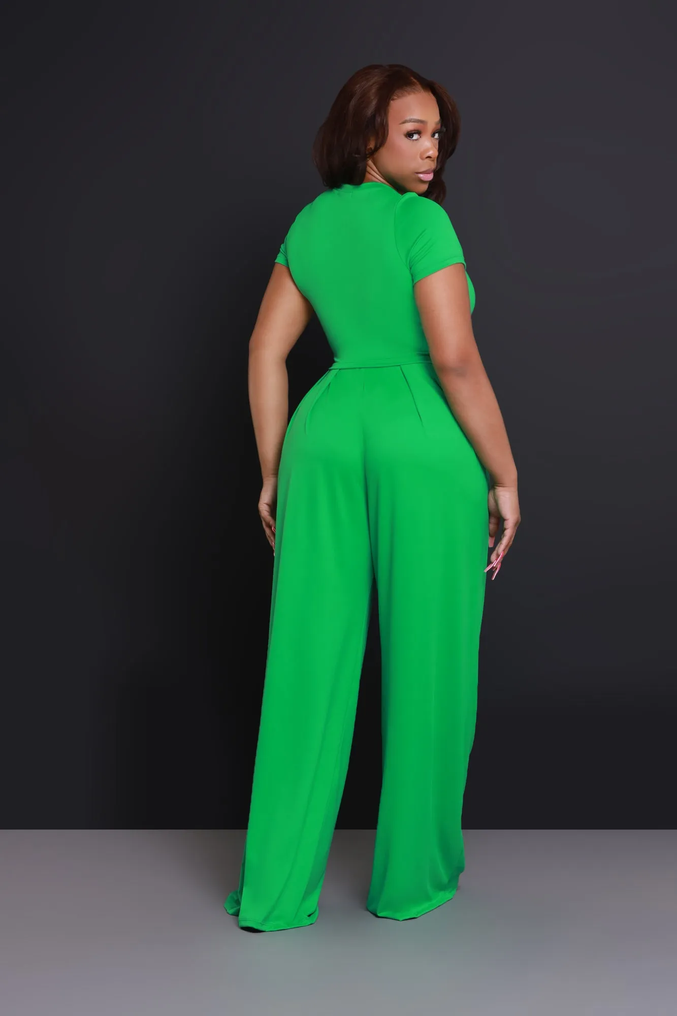 Full Attention Short Sleeve Palazzo Pants Set - Kelly Green sold by Swankaposh product image thumbnail 3
