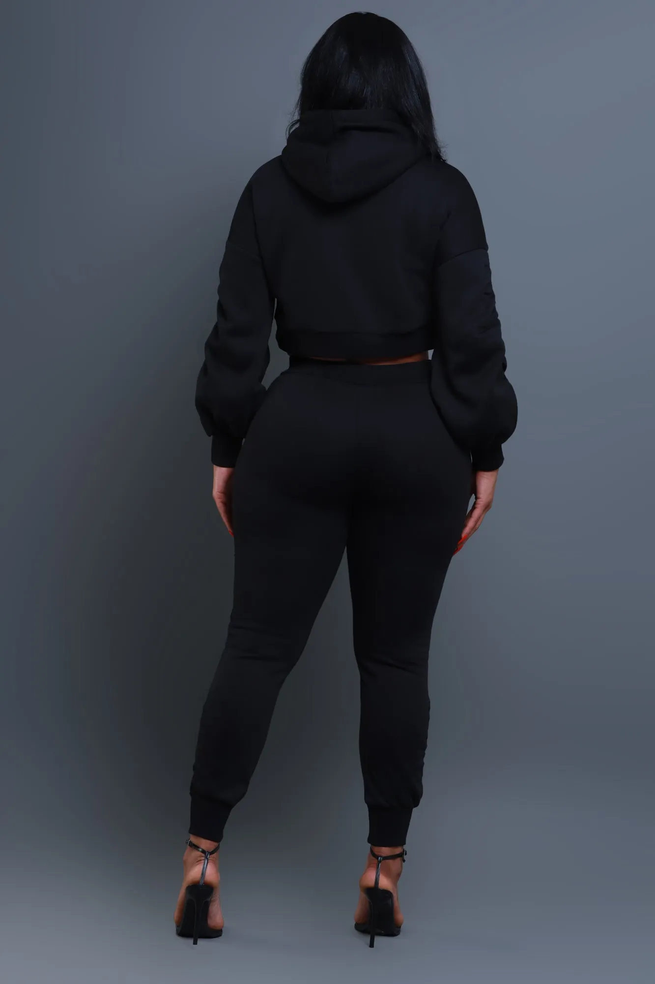 Who Said Ruched Hooded Jogger Set - Black sold by Swankaposh product image thumbnail 3