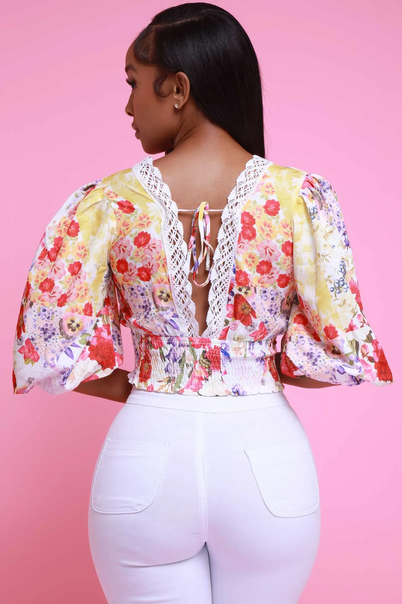 Roses Are Red Lace Crop Top - Red Multicolor sold by Swankaposh product image thumbnail 3