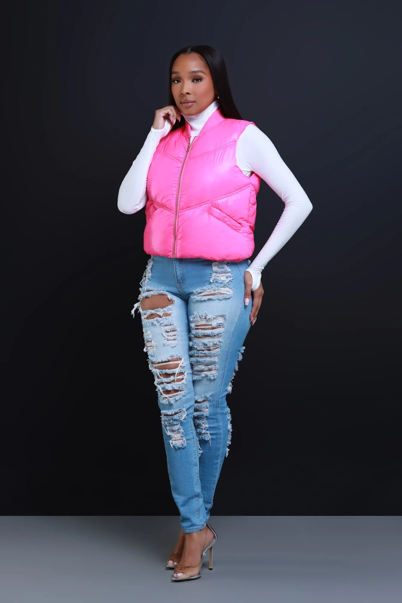Crush It Sleeveless Puffer Vest - Hot Pink sold by Swankaposh product image thumbnail 5