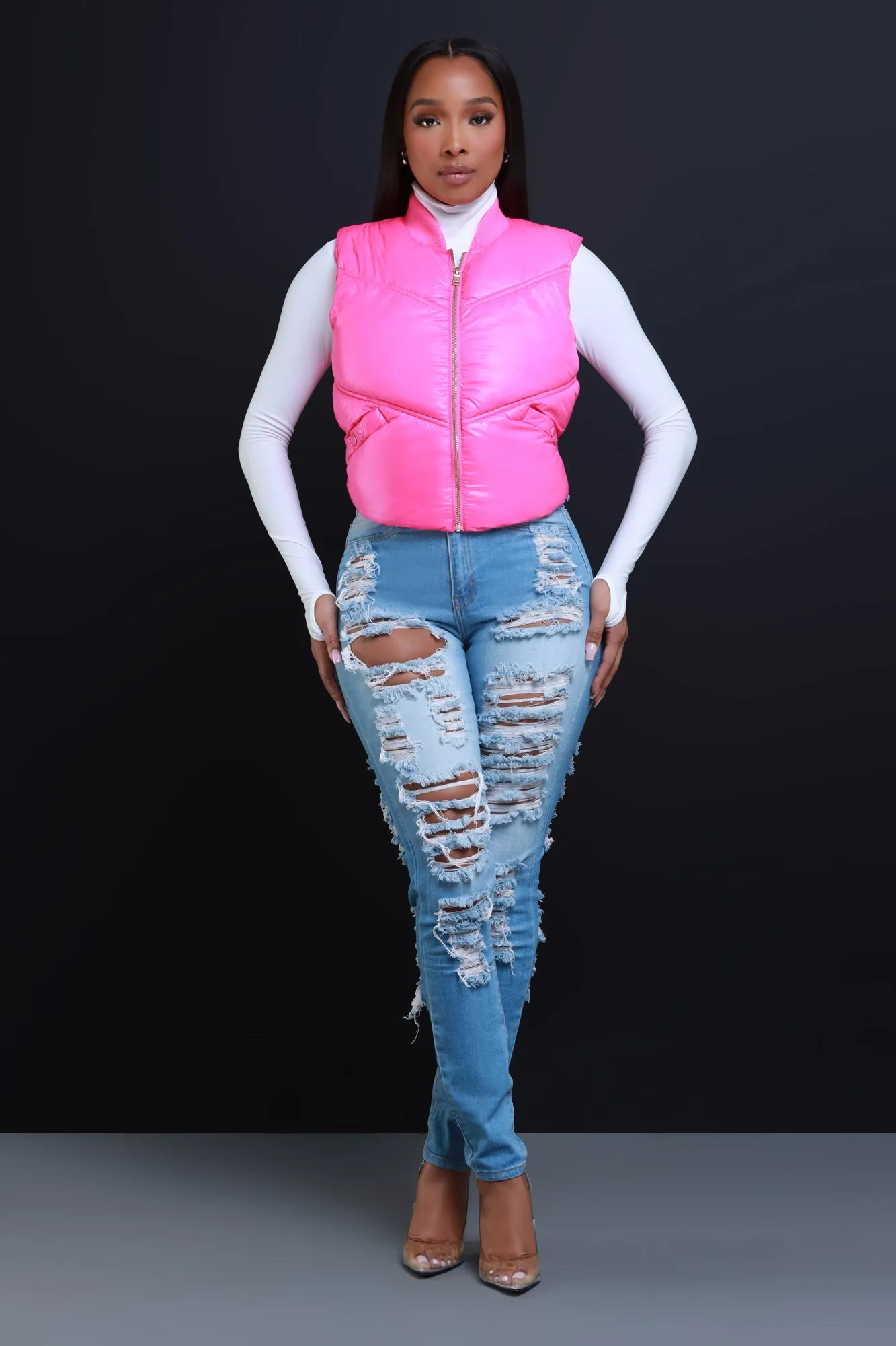 Crush It Sleeveless Puffer Vest - Hot Pink sold by Swankaposh product image thumbnail 2