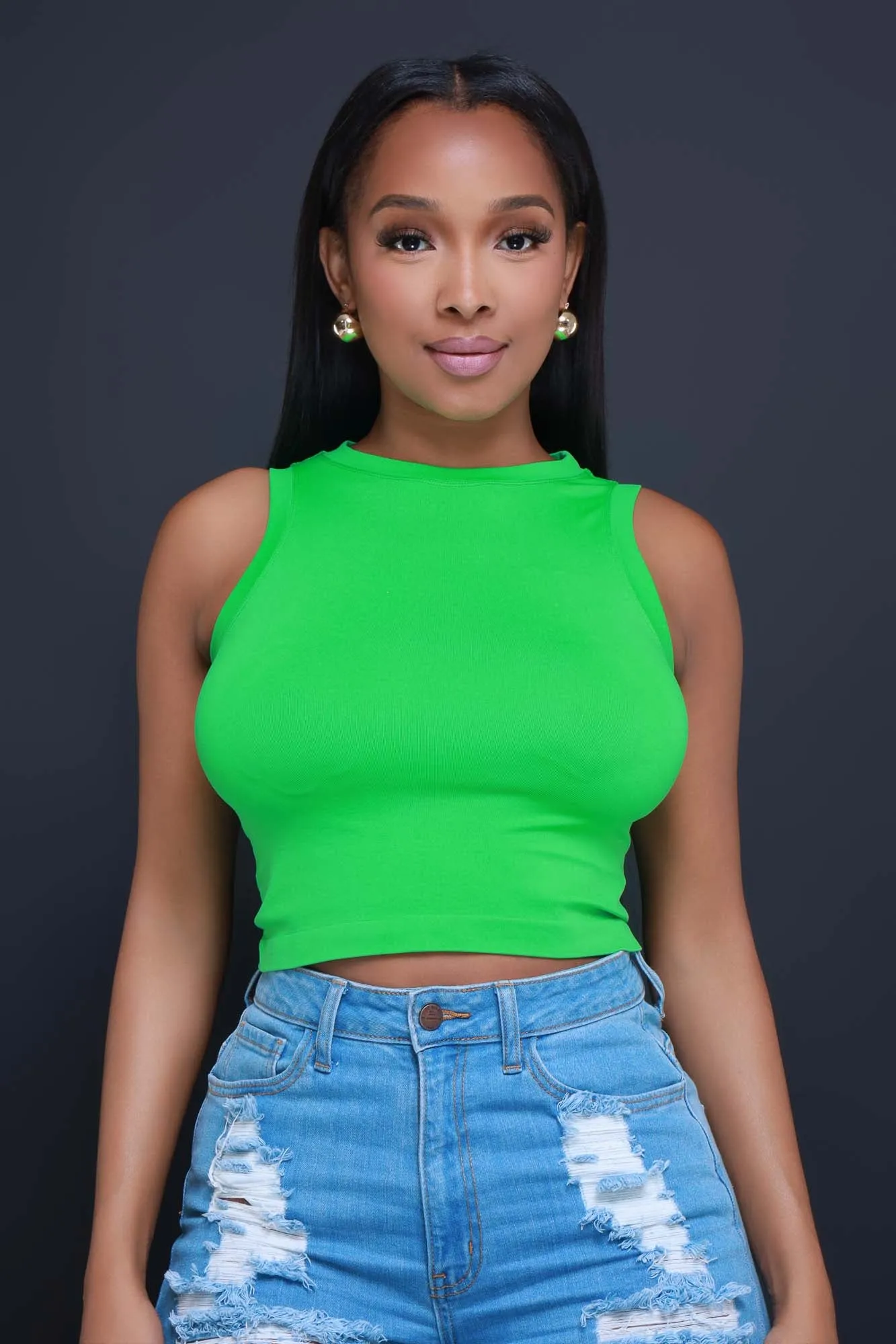 Re-Entry Sleeveless Crop Top - Kelly Green sold by Swankaposh