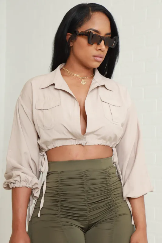 Rise Above Balloon Sleeve Crop Top - Mauve sold by Swankaposh