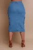 End Credits Denim Cargo Midi Skirt - Medium Wash sold by Swankaposh