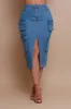 End Credits Denim Cargo Midi Skirt - Medium Wash sold by Swankaposh