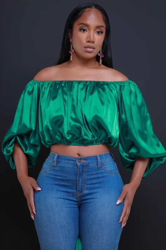 All For You Off The Shoulder Crop Top - Kelly Green sold by Swankaposh