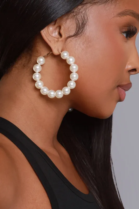 Pure Of Heart Hoop Earrings - White Pearl sold by Swankaposh