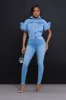 Connect Ruffle Sleeve Denim Jacket - Blue sold by Swankaposh