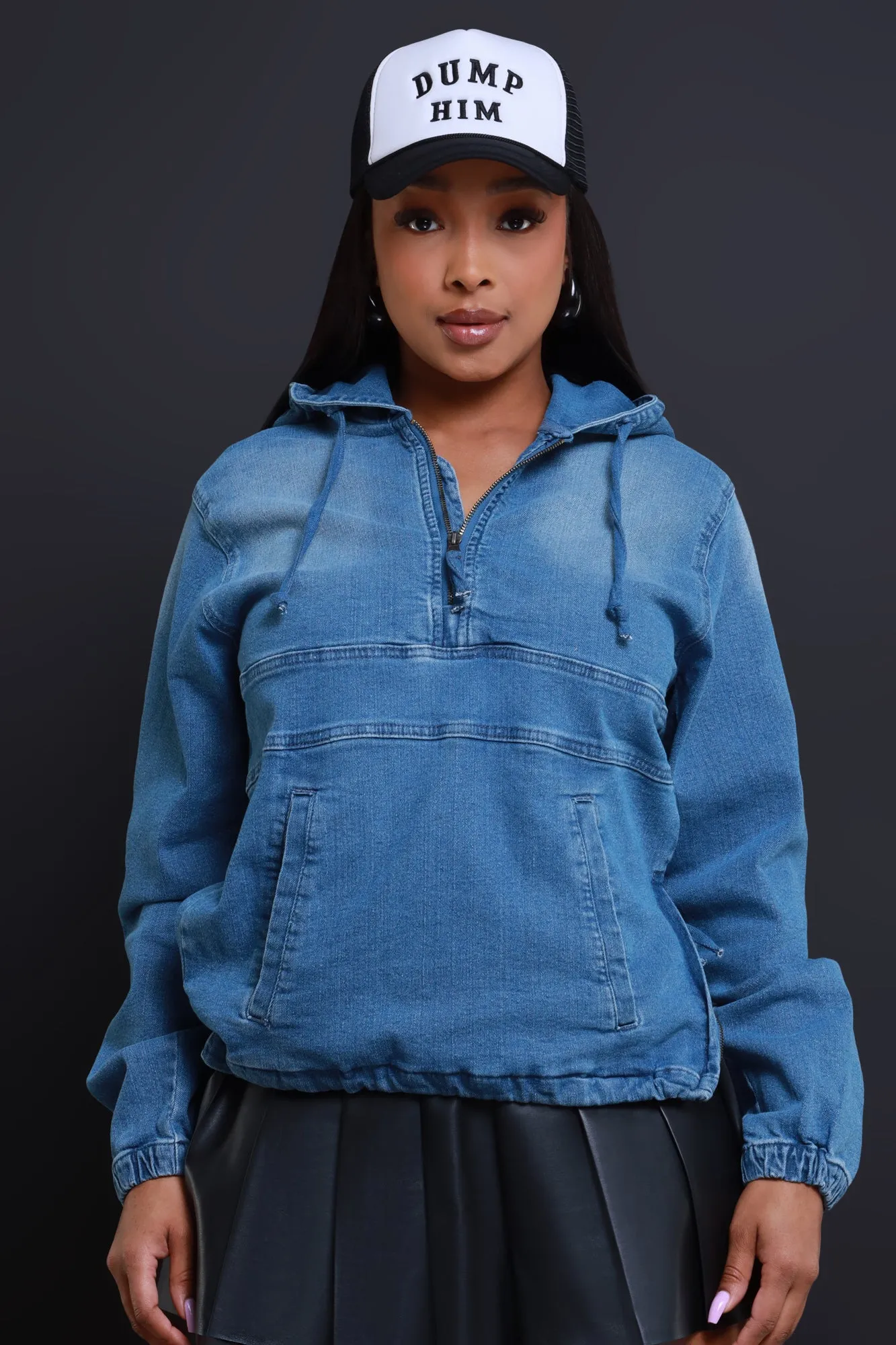 Always Gone Oversized Denim Hoodie - Medium Wash sold by Swankaposh product image thumbnail 3