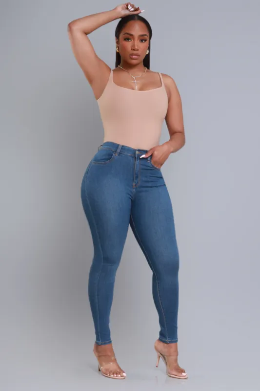 Top Spot High Rise Skinny Jeans - Med Wash sold by Swankaposh