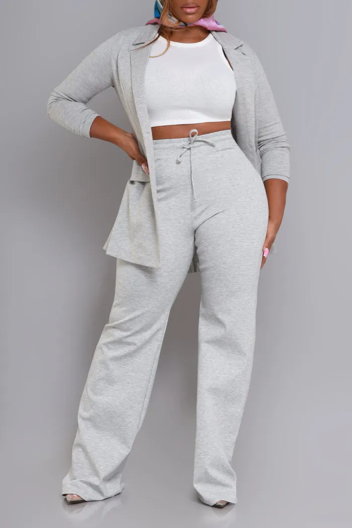Okay Now High Rise Wide Leg Pants - Heather Grey sold by Swankaposh product image thumbnail 4
