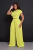Full Attention Short Sleeve Palazzo Pants Set - Citrus sold by Swankaposh