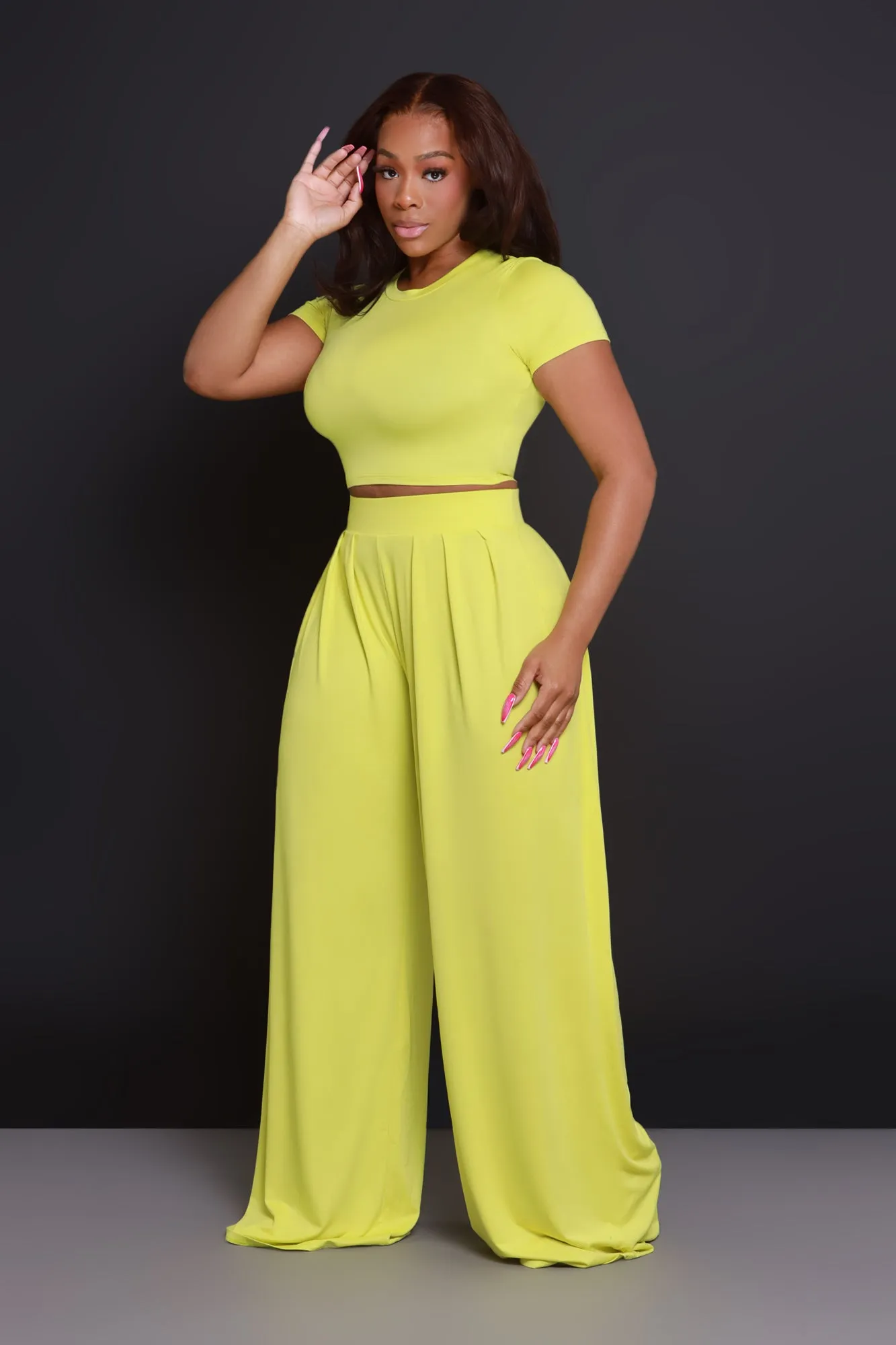 Full Attention Short Sleeve Palazzo Pants Set - Citrus sold by Swankaposh product image thumbnail 2