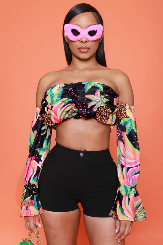 On The Loose Off The Shoulder Crop Top - Black sold by Swankaposh