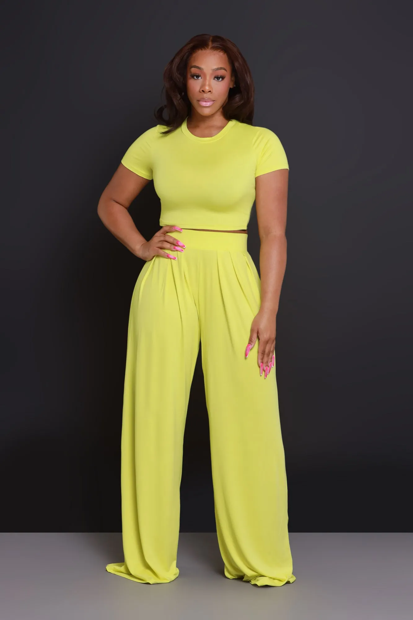 Full Attention Short Sleeve Palazzo Pants Set - Citrus sold by Swankaposh product image thumbnail 4