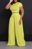 Full Attention Short Sleeve Palazzo Pants Set - Citrus sold by Swankaposh