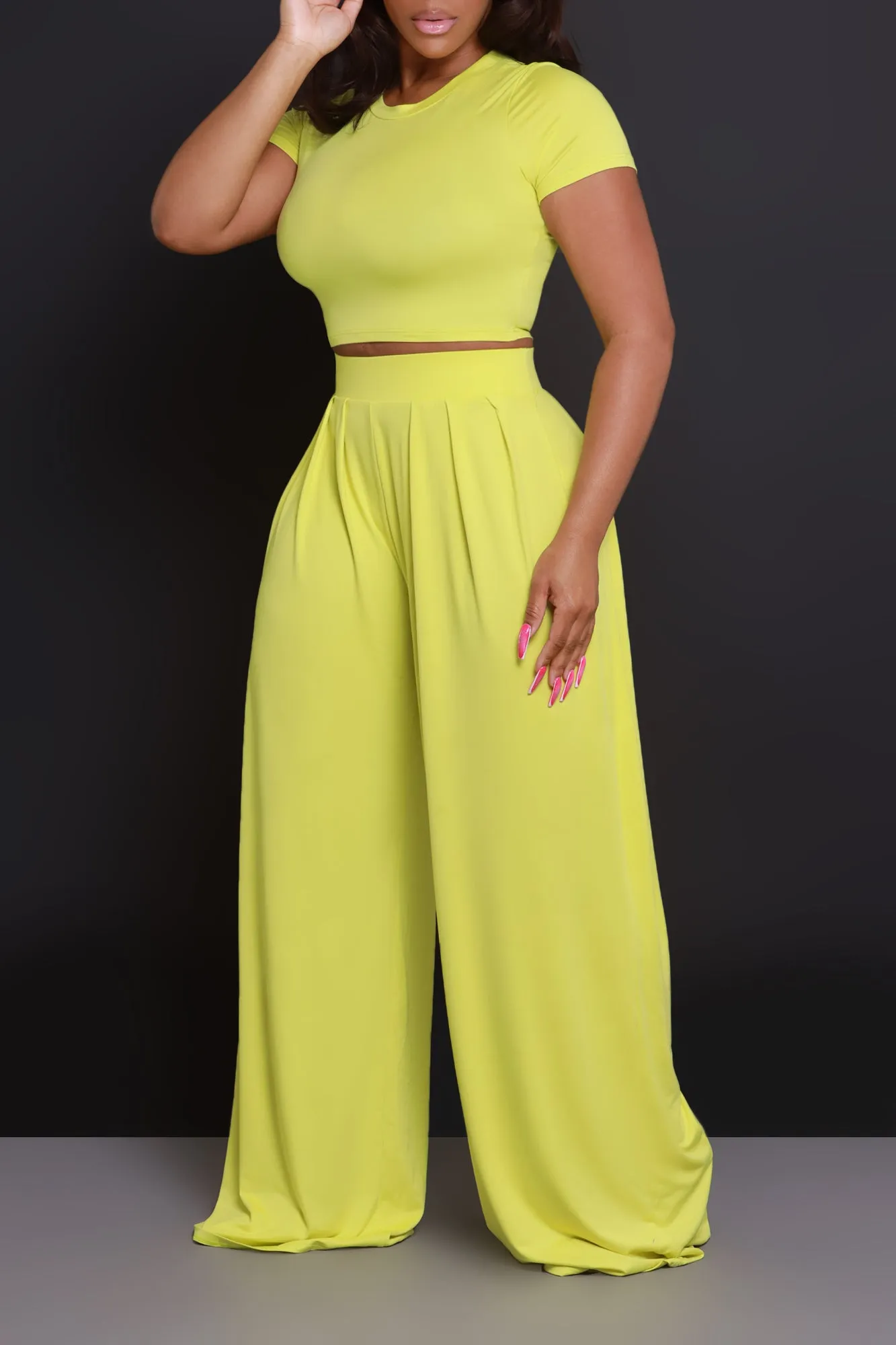 Full Attention Short Sleeve Palazzo Pants Set - Citrus sold by Swankaposh product image thumbnail 5