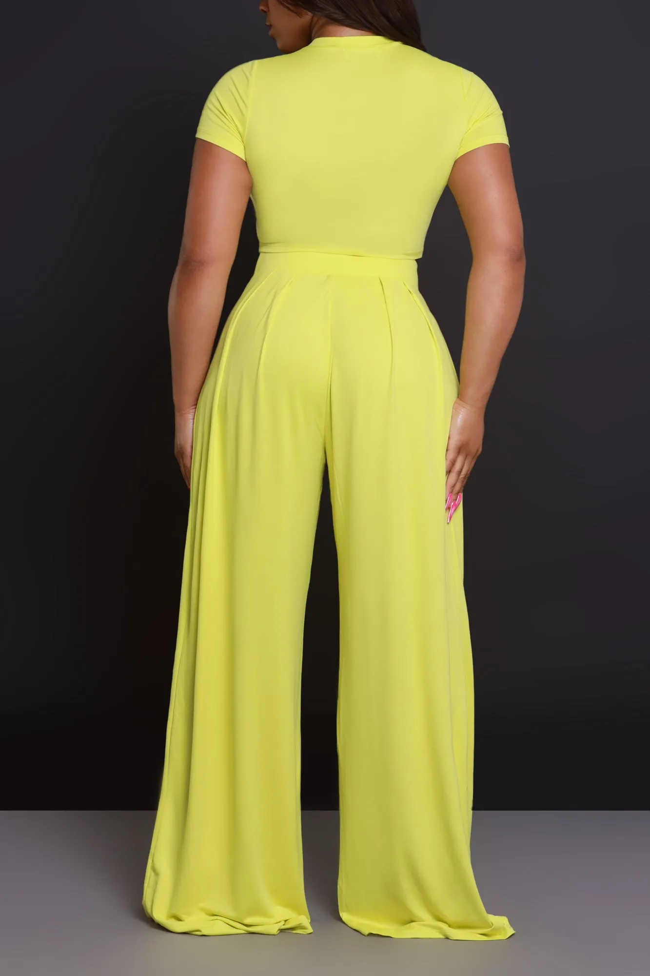 Full Attention Short Sleeve Palazzo Pants Set - Citrus sold by Swankaposh product image thumbnail 3