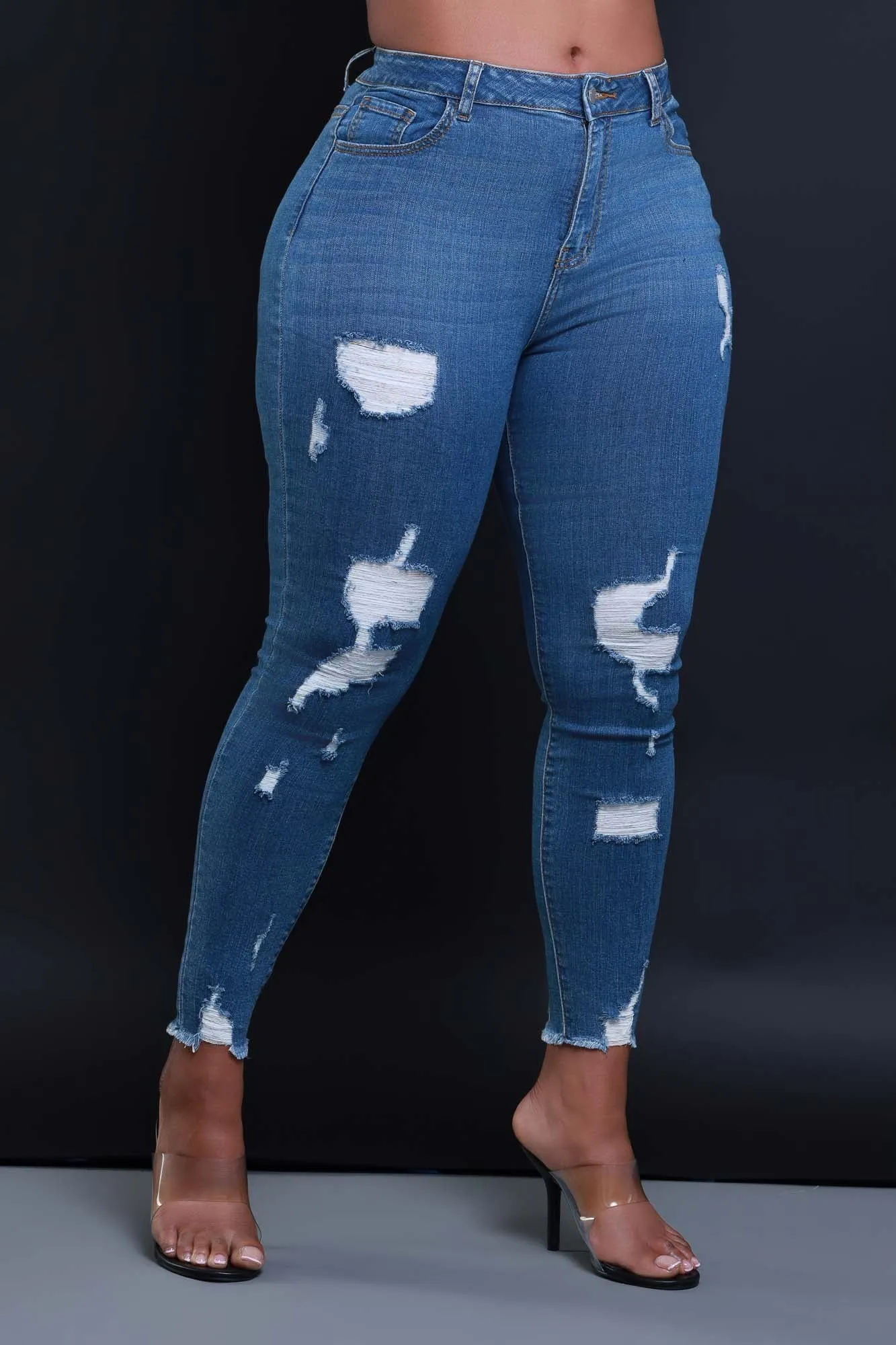 No Service Hourglass Distressed Skinny Jeans - Medium Wash sold by Swankaposh product image thumbnail 3