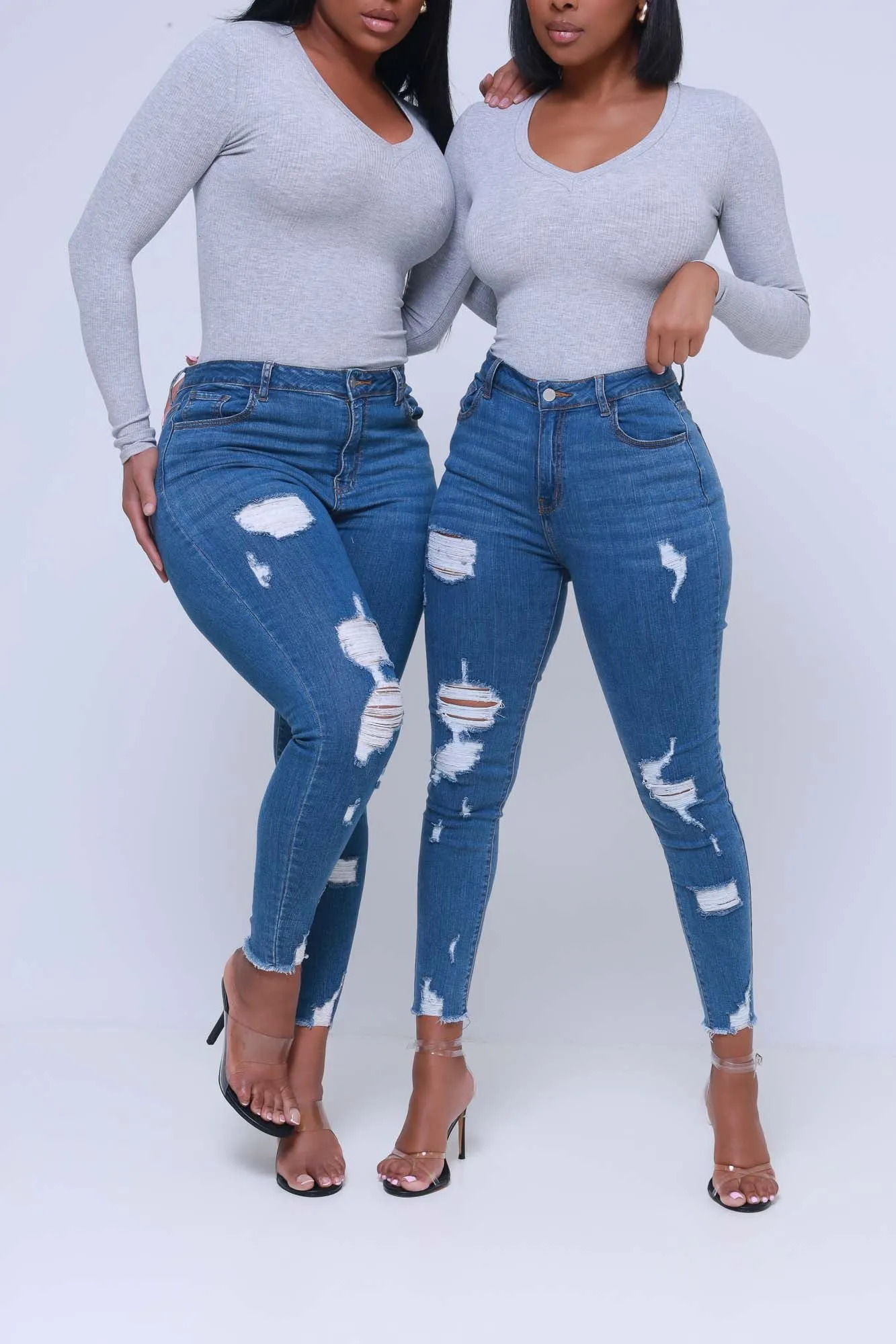 No Service Hourglass Distressed Skinny Jeans - Medium Wash sold by Swankaposh product image thumbnail 5