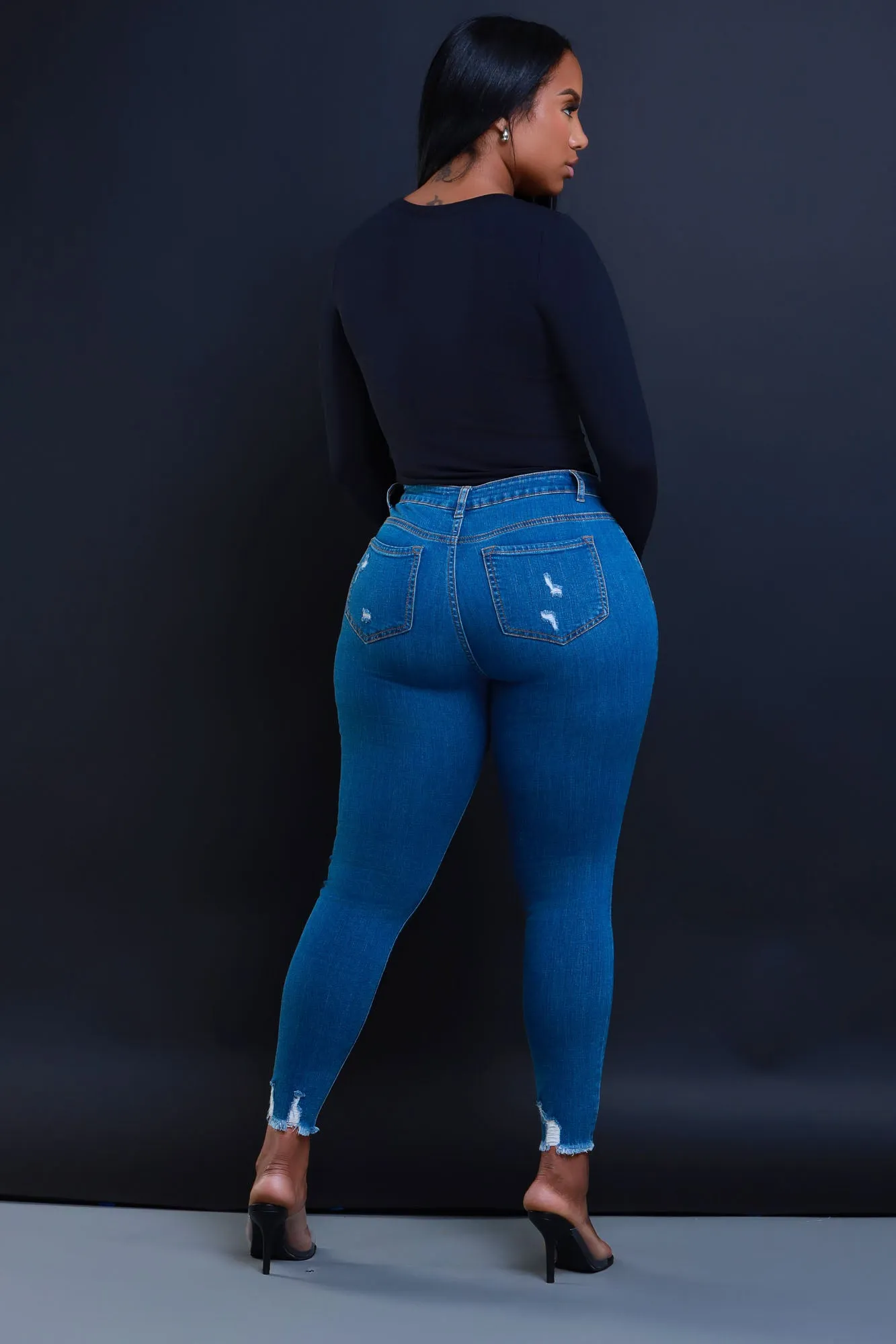 No Service Hourglass Distressed Skinny Jeans - Medium Wash sold by Swankaposh product image thumbnail 4