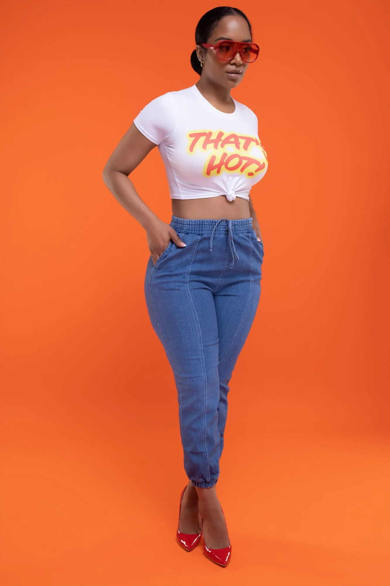 Two Seater High Rise Denim Joggers - Medium Wash sold by Swankaposh product image thumbnail 4