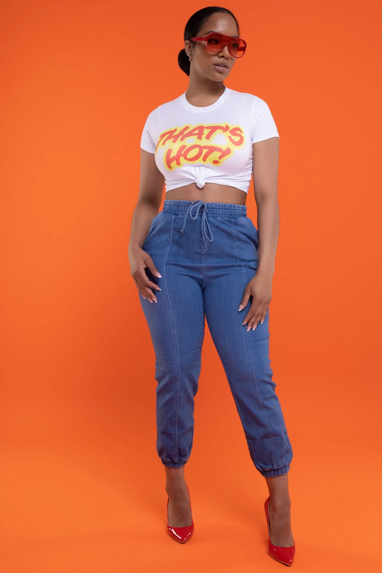 Two Seater High Rise Denim Joggers - Medium Wash sold by Swankaposh product image thumbnail 2