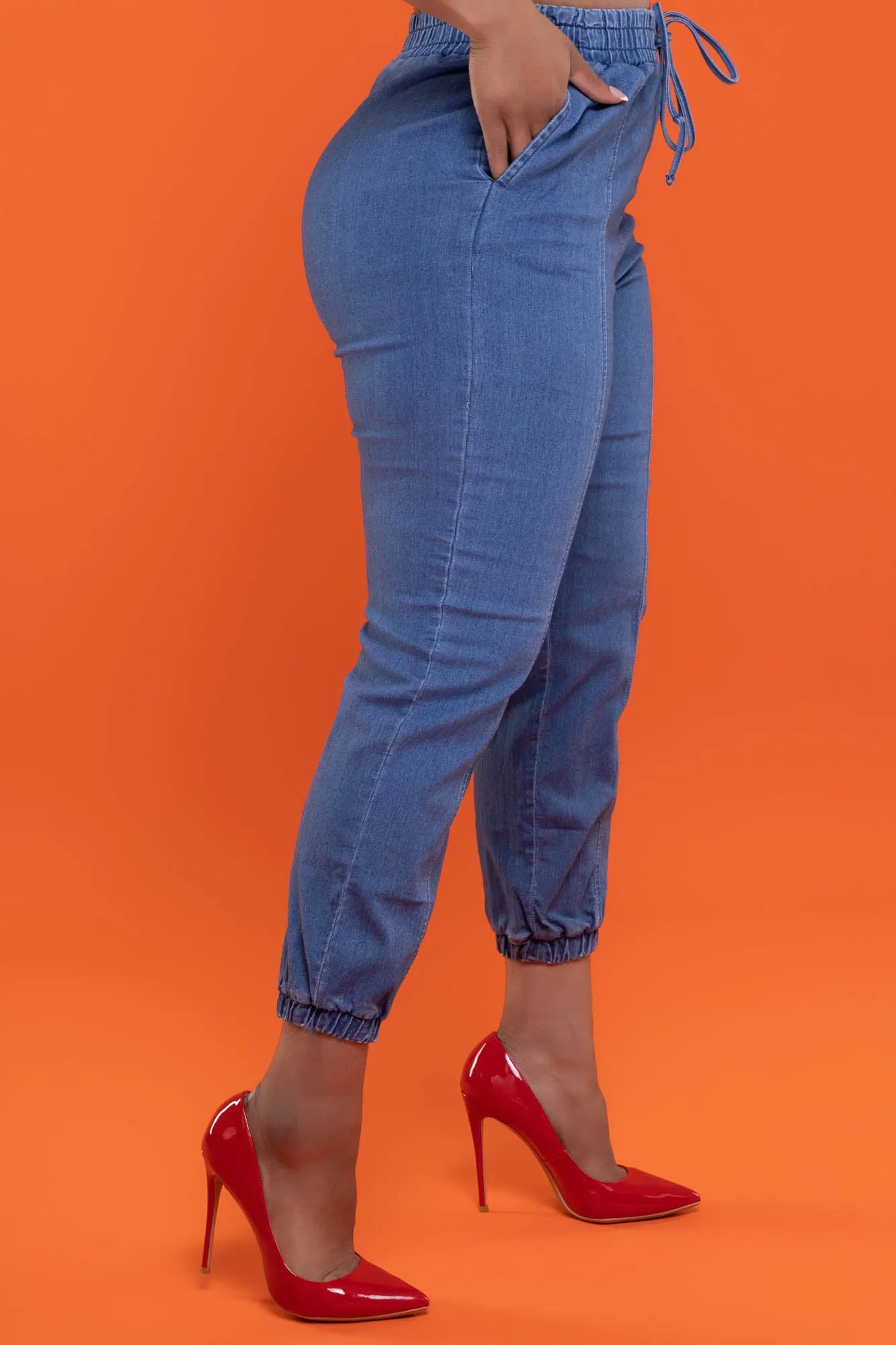 Two Seater High Rise Denim Joggers - Medium Wash sold by Swankaposh product image thumbnail 5