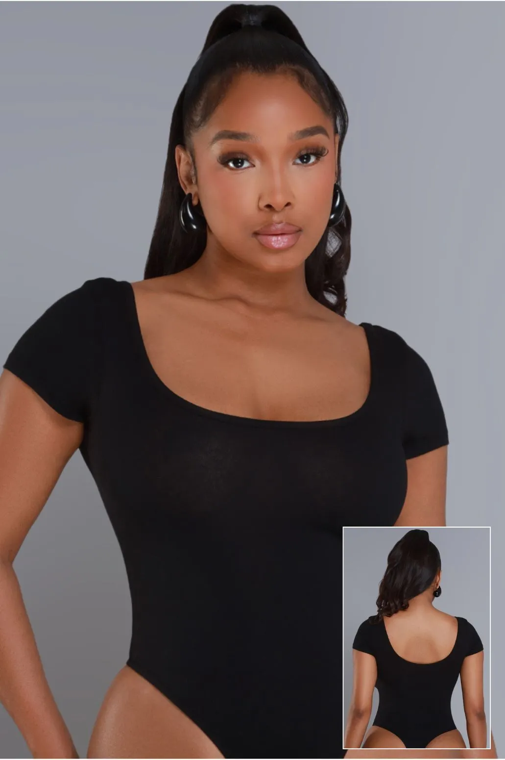 Get Going Scoop Neck Bodysuit - Black sold by Swankaposh