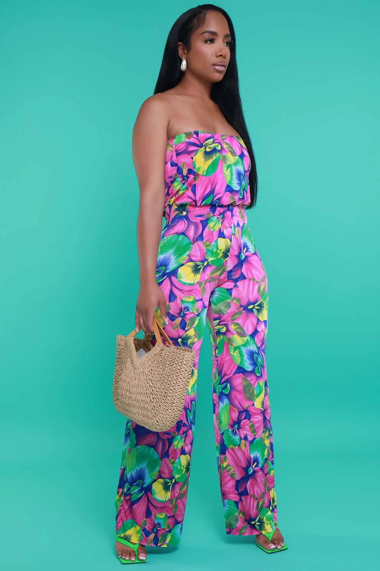 Pinky Swear Strapless Print Jumpsuit - Pink Multicolor sold by Swankaposh product image thumbnail 4