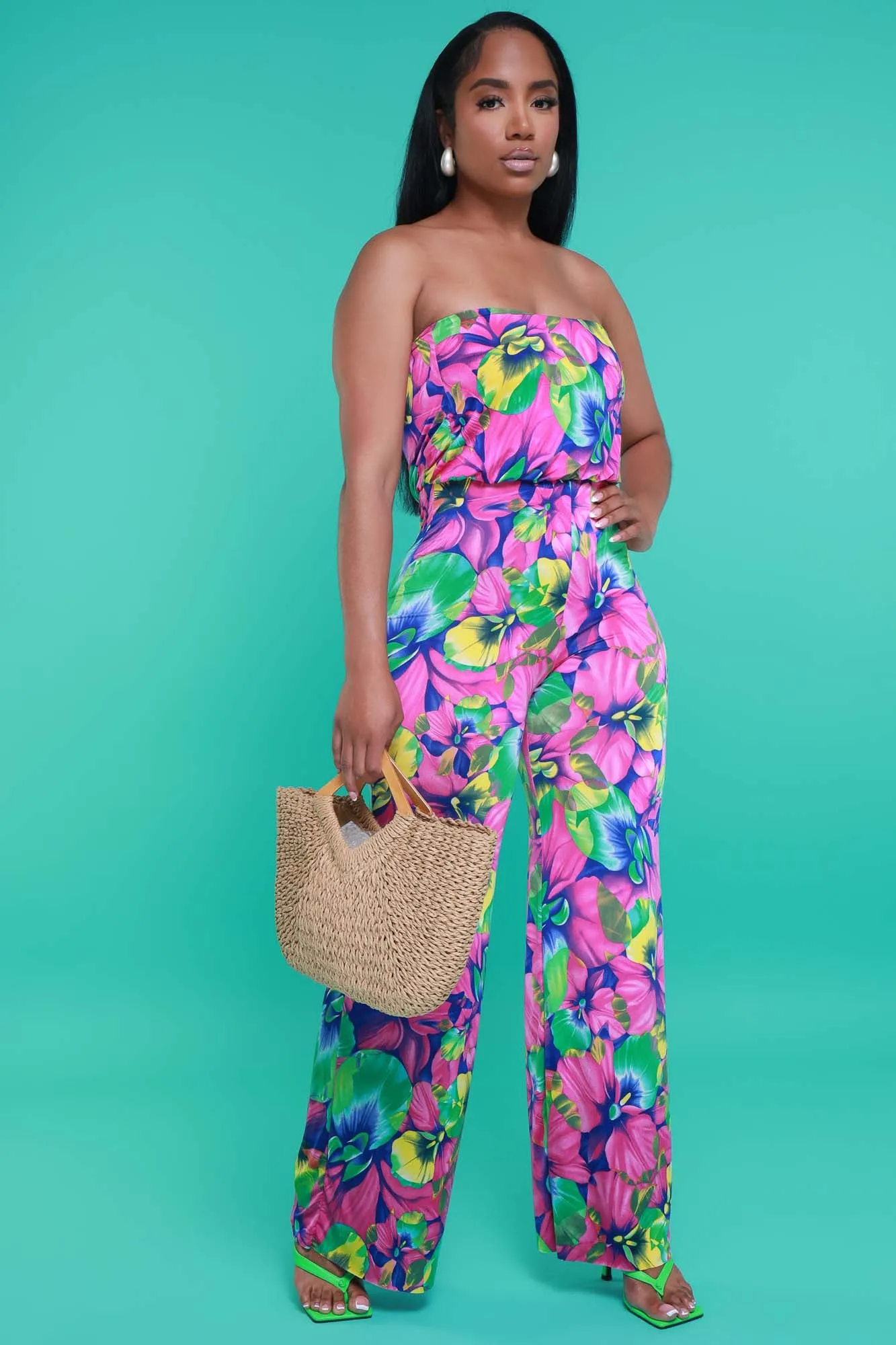 Pinky Swear Strapless Print Jumpsuit - Pink Multicolor sold by Swankaposh product image thumbnail 3