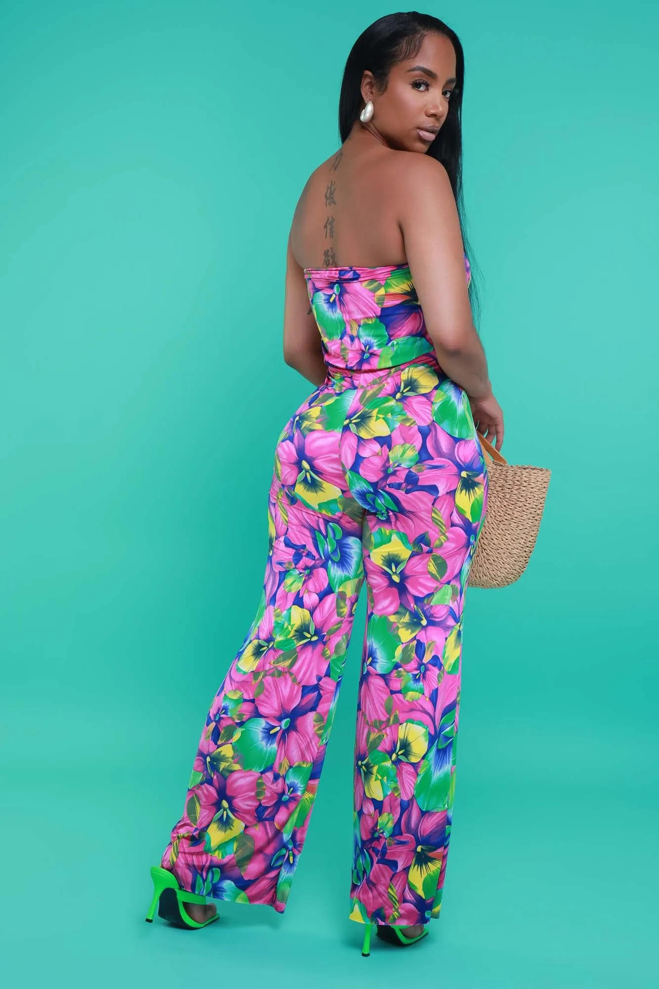 Pinky Swear Strapless Print Jumpsuit - Pink Multicolor sold by Swankaposh product image thumbnail 2