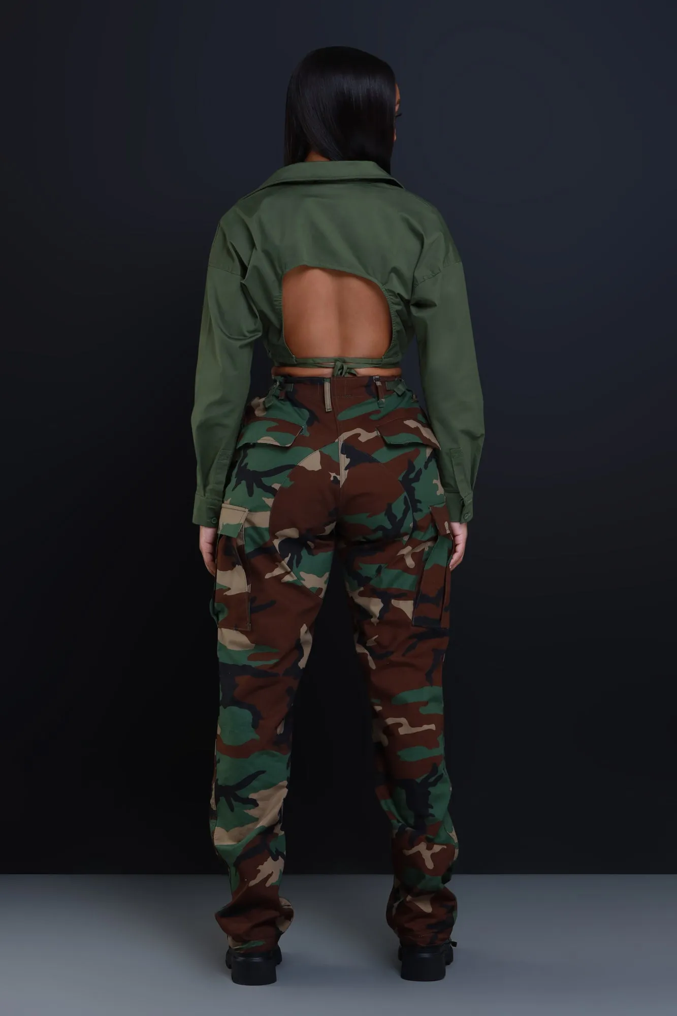 Time To Go Tie Up Crop Top - Olive sold by Swankaposh product image thumbnail 3