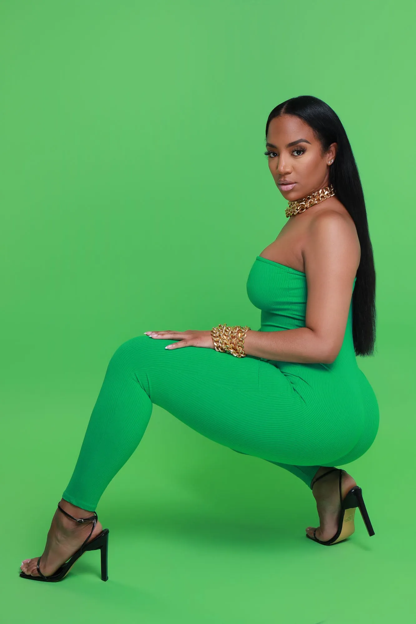 Overdrive Cellulite Deleter One Shoulder Jumpsuit - Green sold by Swankaposh product image thumbnail 2