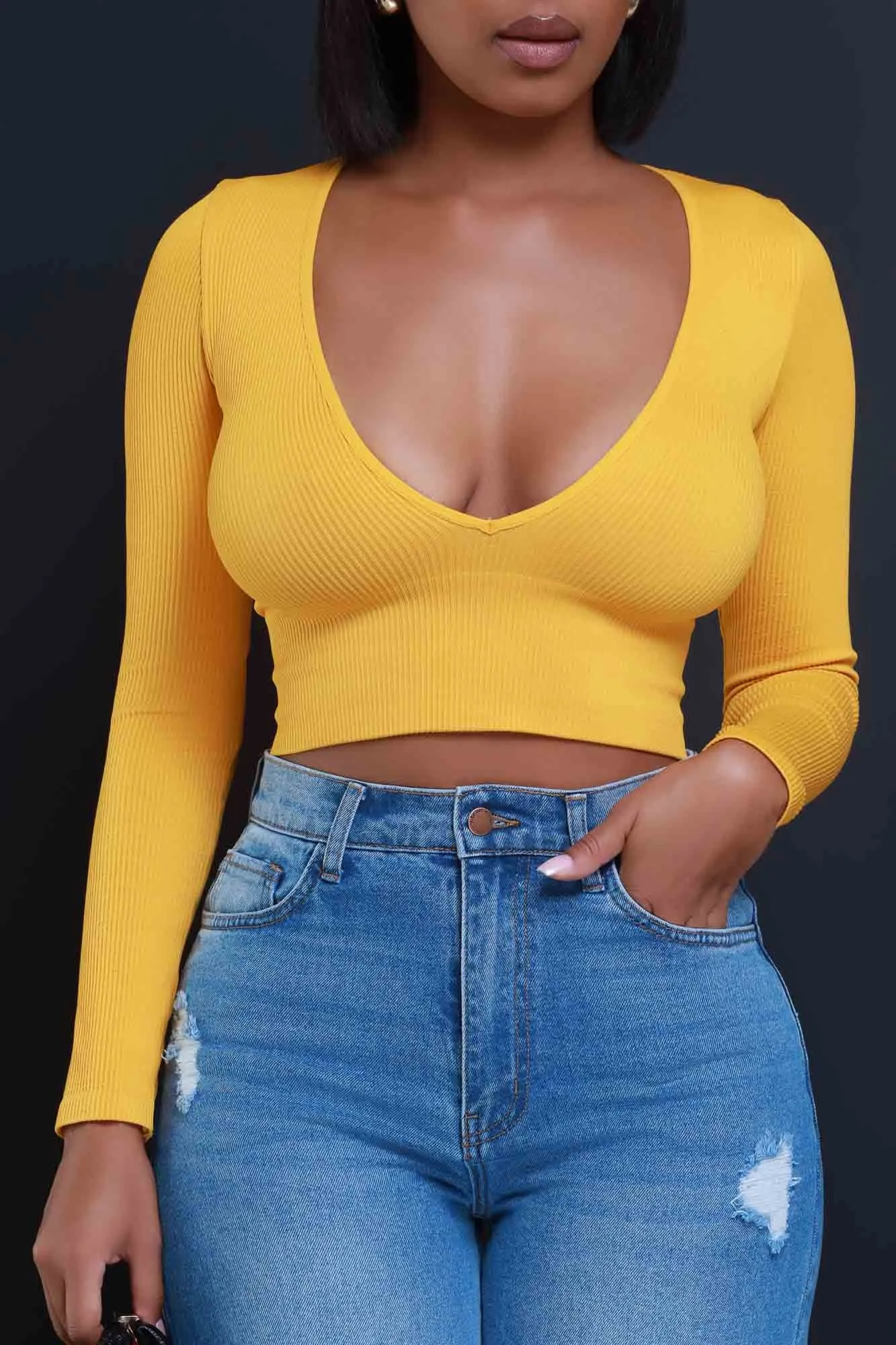 Come My Way Ribbed Crop Top - Mustard sold by Swankaposh product image thumbnail 5