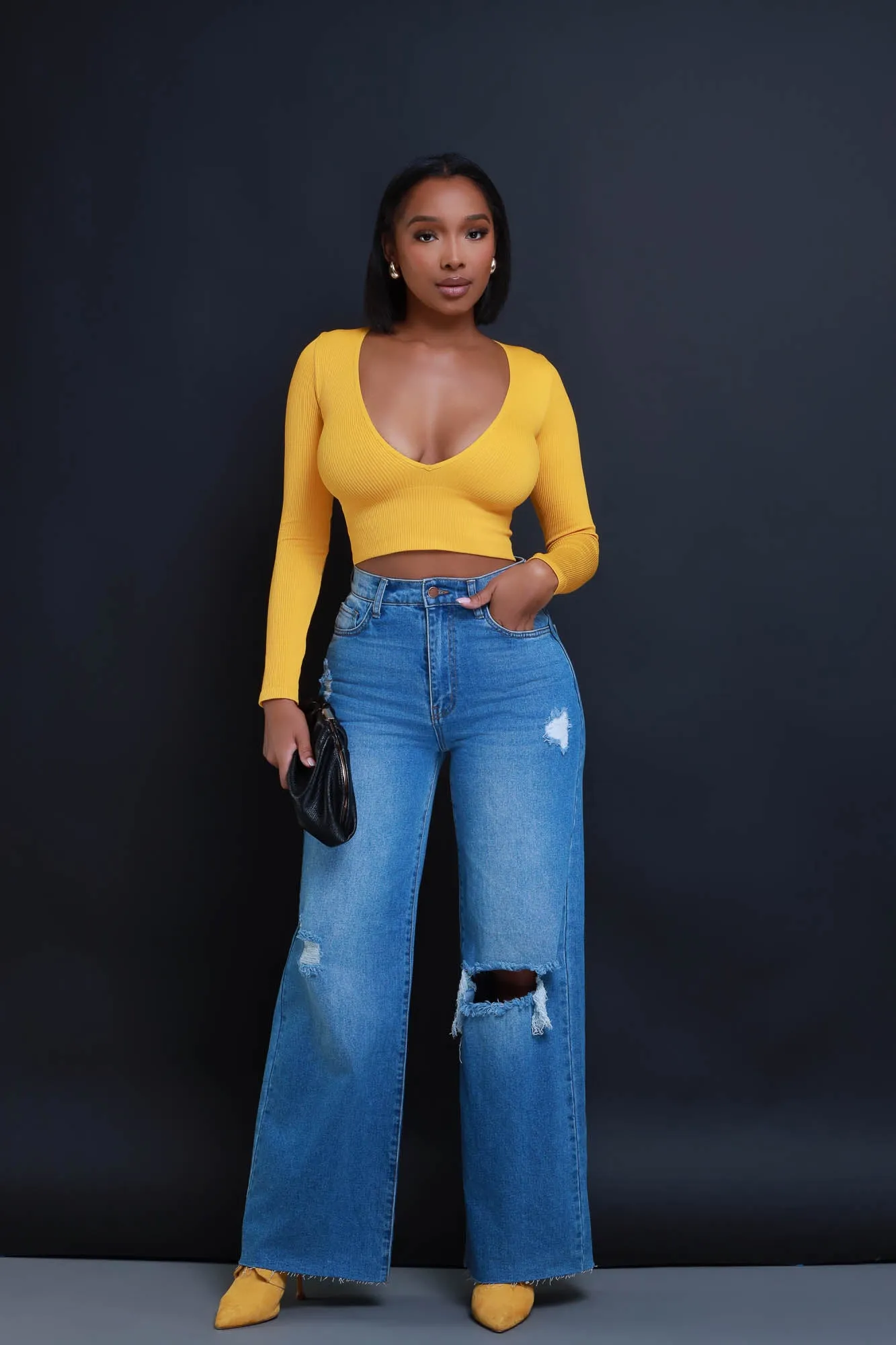 Come My Way Ribbed Crop Top - Mustard sold by Swankaposh product image thumbnail 4