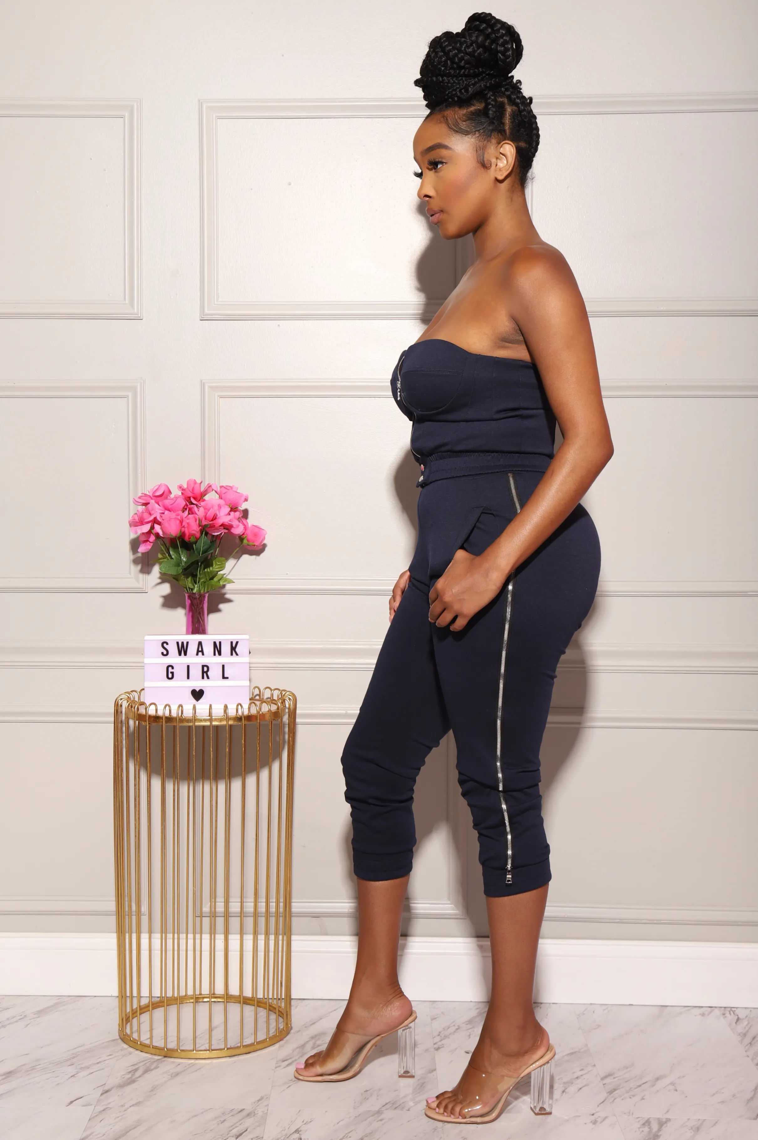 Janet Bustier Jogger Set - Navy sold by Swankaposh product image thumbnail 3