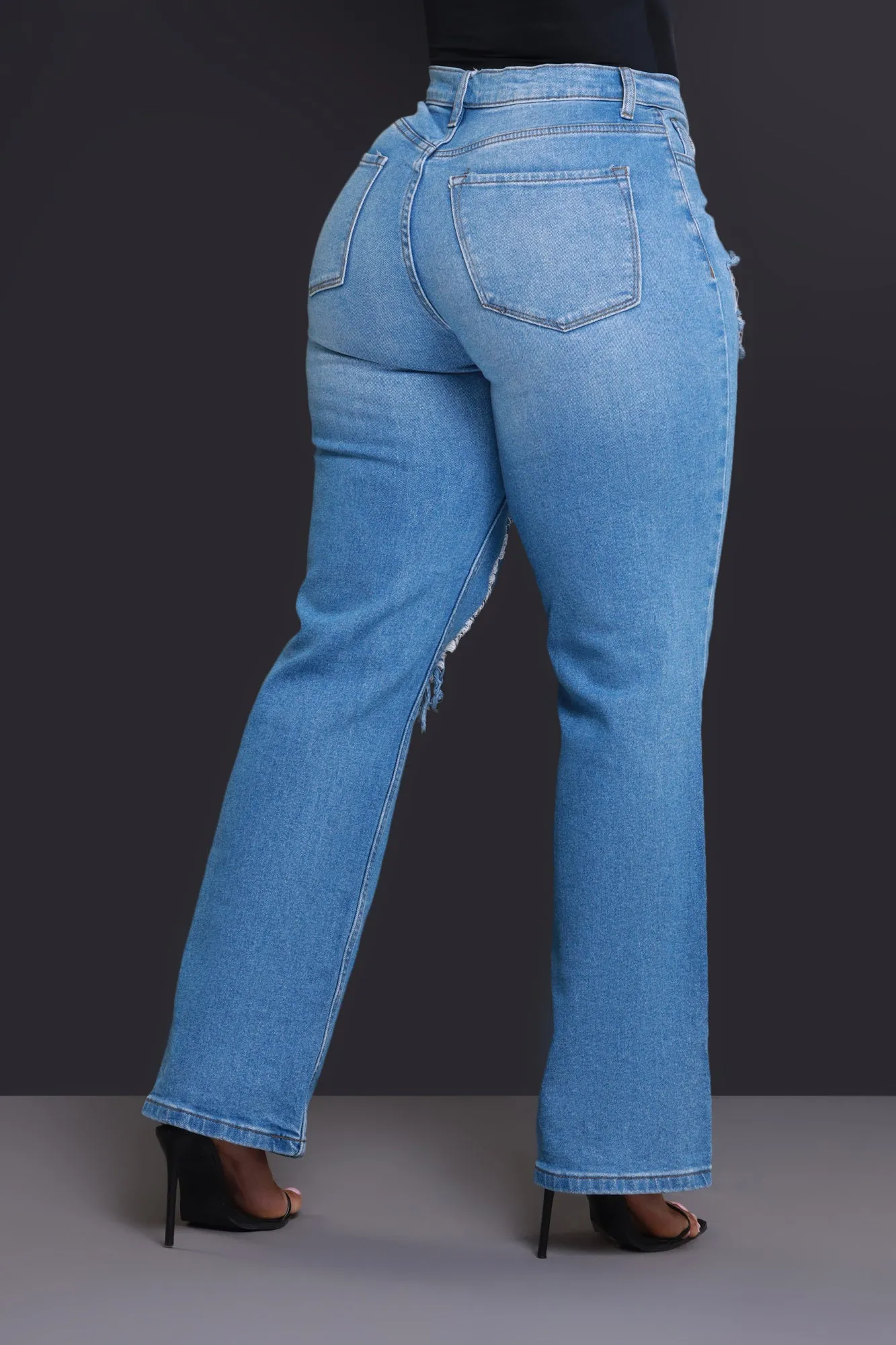 No Dress Code High Waist Distressed Bootcut Jeans - Medium Wash sold by Swankaposh product image thumbnail 2