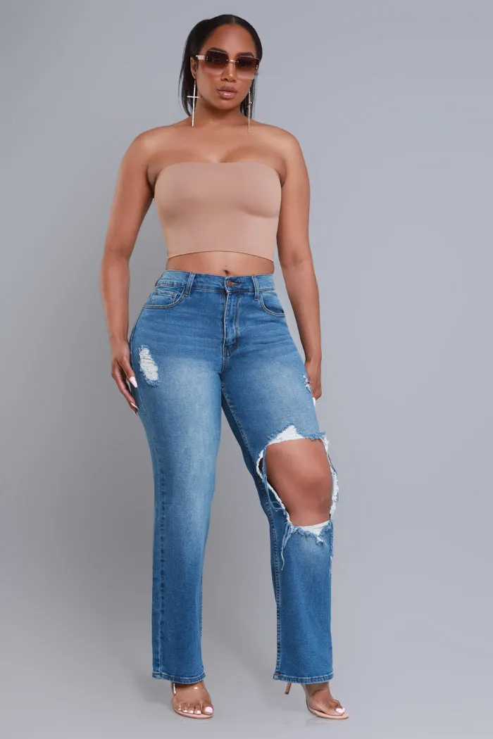 No Dress Code High Waist Distressed Bootcut Jeans - Medium Wash sold by Swankaposh