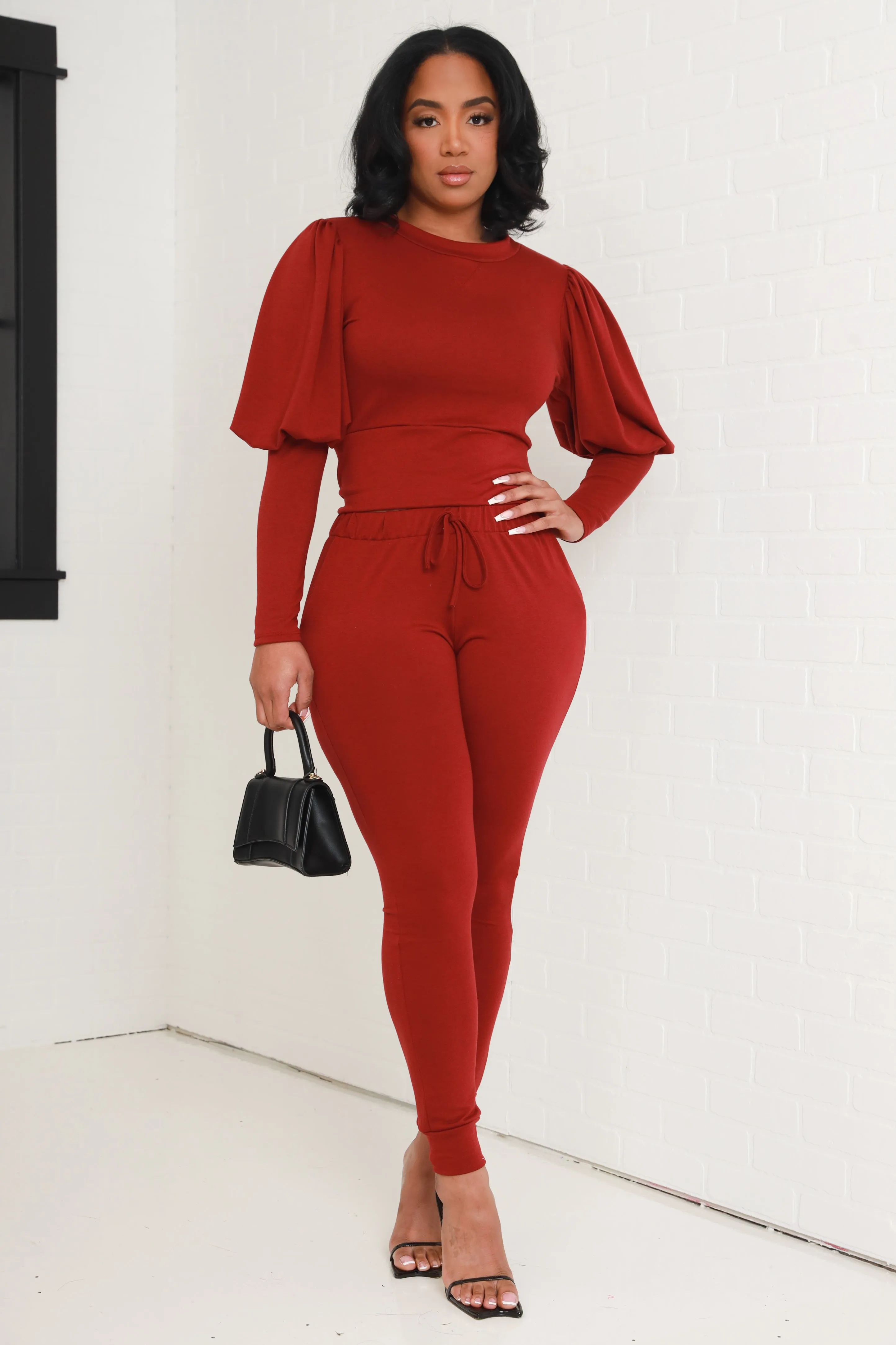 Diary Power Sleeve Jogger Set - Burgundy sold by Swankaposh product image thumbnail 3