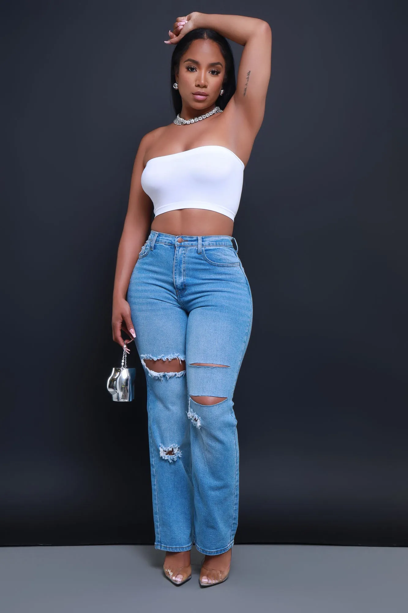 Party Life Strapless Crop Top - White sold by Swankaposh product image thumbnail 2