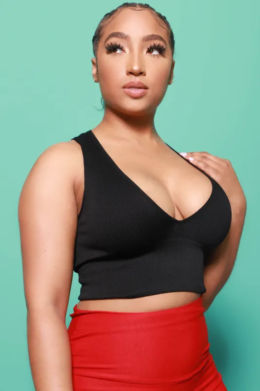 Low Down Ribbed Crop Tank - Black sold by Swankaposh