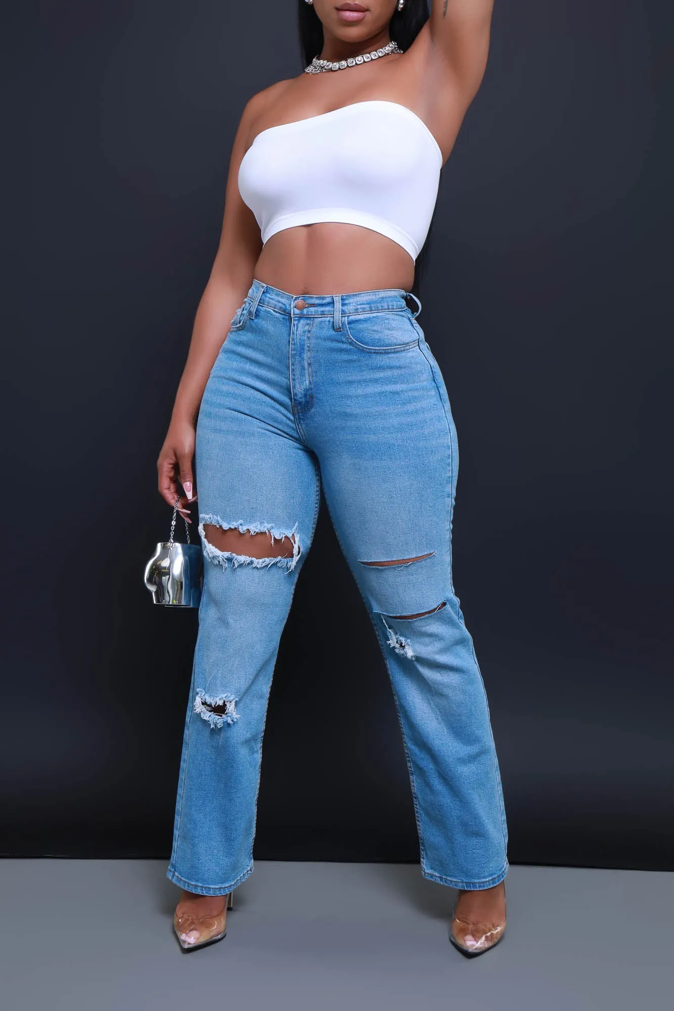 Party Life Strapless Crop Top - White sold by Swankaposh product image thumbnail 5