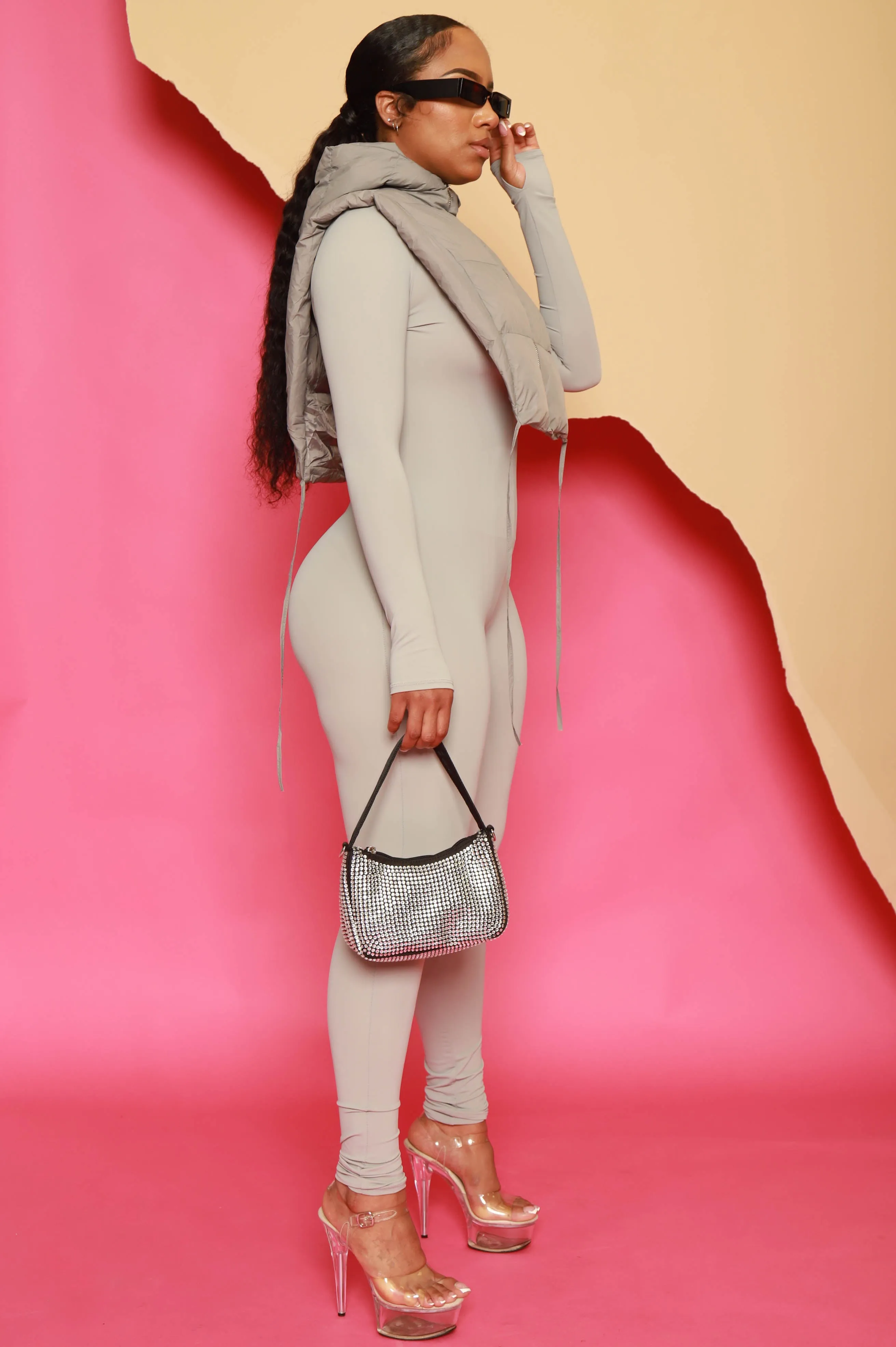 Go Crazy Hooded Puffer Vest - Grey sold by Swankaposh product image thumbnail 4